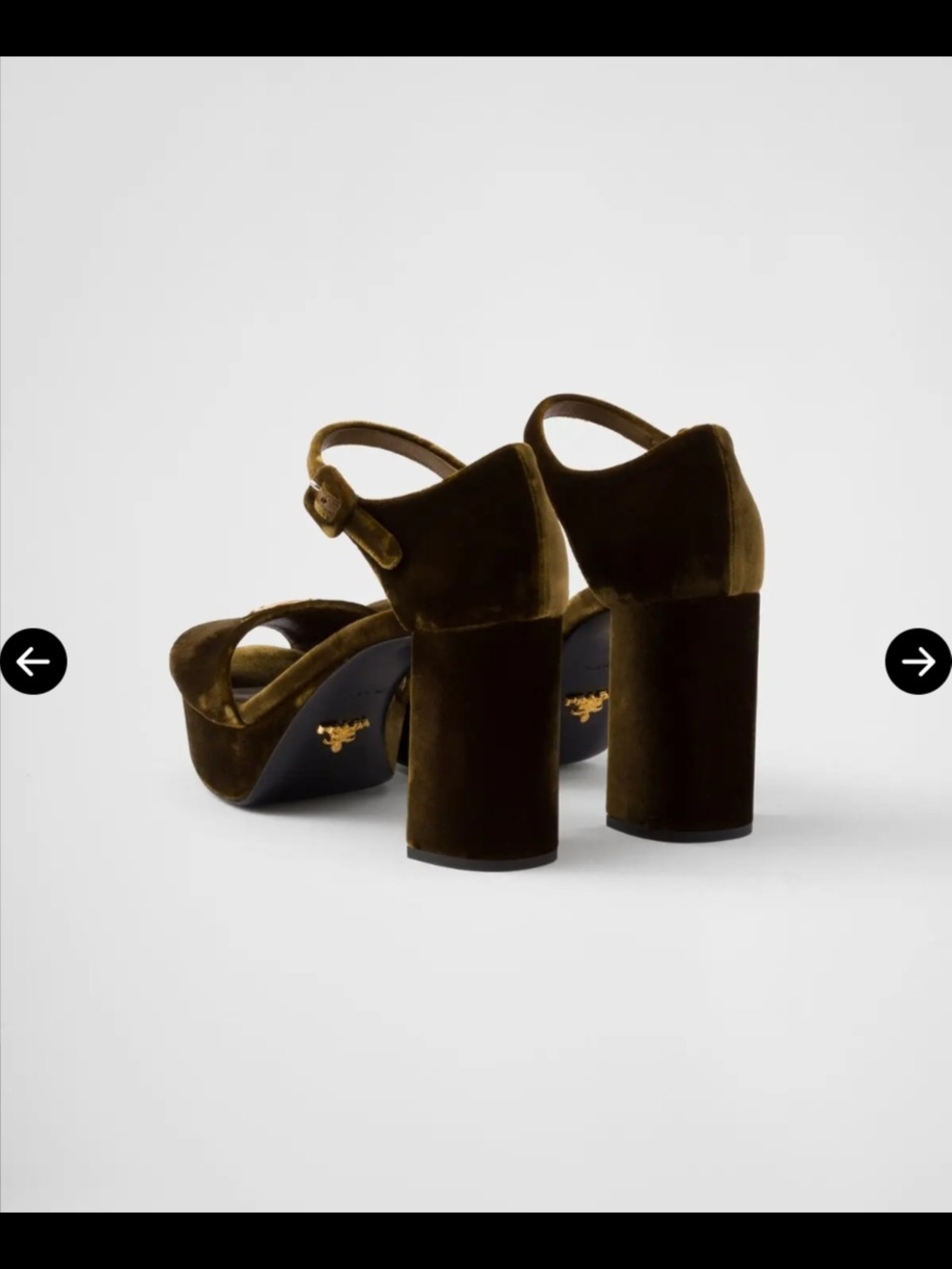 Prada Olive Velvet Platform Block Heel Sandals - Picture 4 of 5
